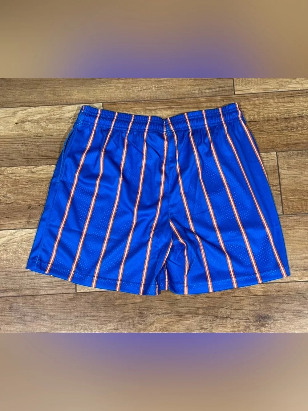 Eric Emanuel EE New York Knicks NBA Blue and Orange Mesh Pinstripe Shorts - Picture 5 of 11